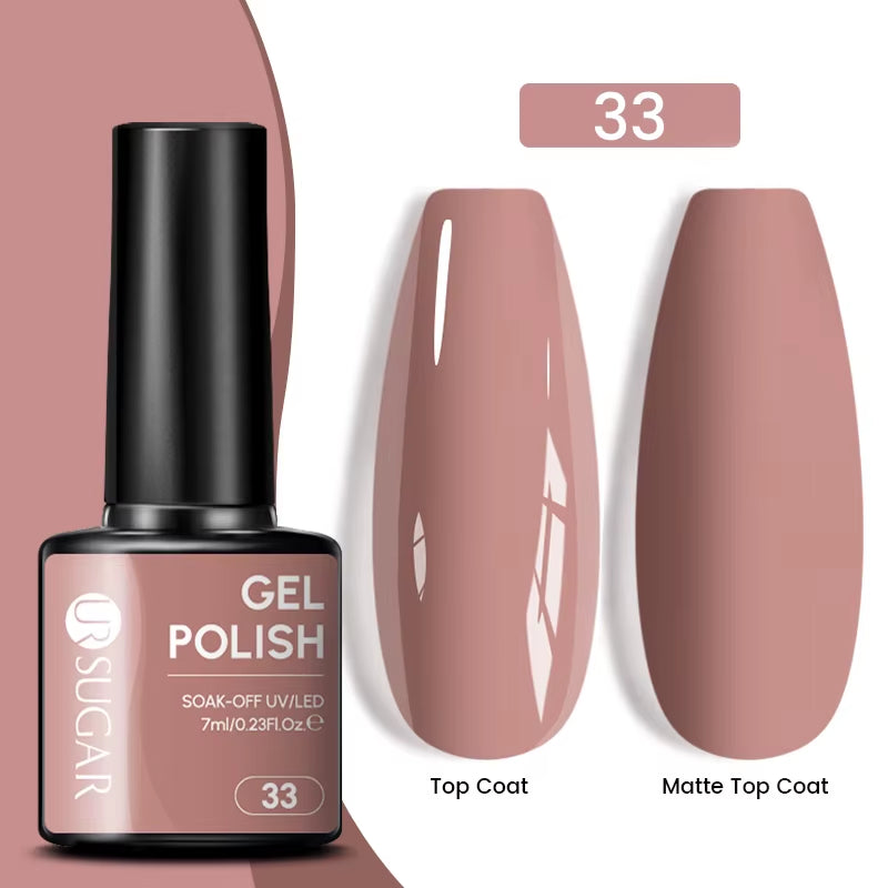 7Ml Champagne Gold Sequins Gel Nail Polish Bright Sparkling Glitter French Semi Permanent Nail Painting UV Gel