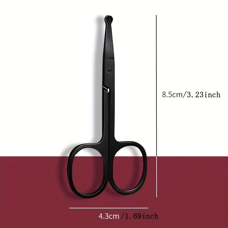 1PC Miroir argenté Noir clair Tête ronde Sécurité Nez Cheveux Ciseaux Neutre Ciseaux en acier inoxydable - Feebella