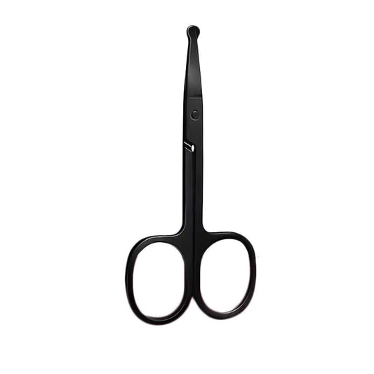 1PC Miroir argenté Noir clair Tête ronde Sécurité Nez Cheveux Ciseaux Neutre Ciseaux en acier inoxydable - Feebella