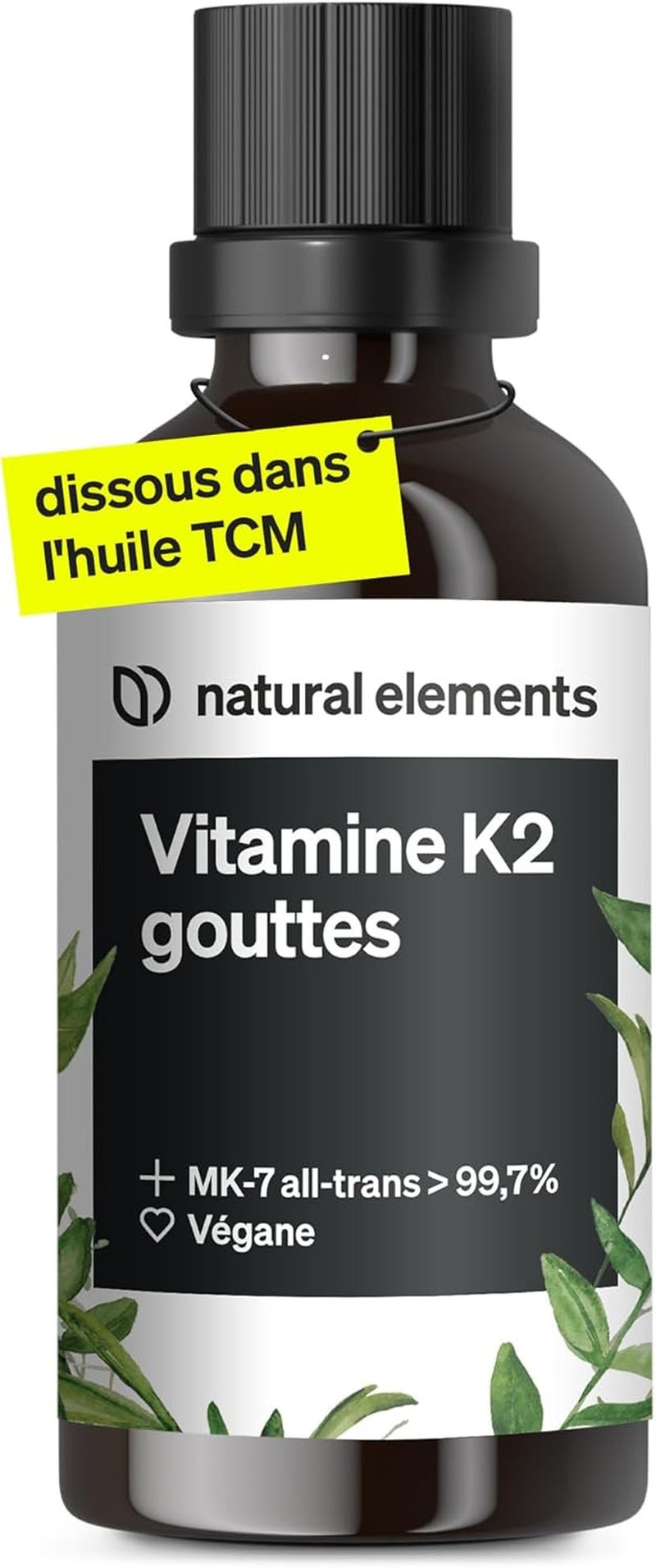 200 Μg De Vitamine K2 MK-7 – 1 700 Gouttes (50 Ml) – Teneur All-Trans >99,7% (K2VITAL® De Kappa) – Produit Testé En Laboratoire, Végan, Fortement Dosé - Feebella