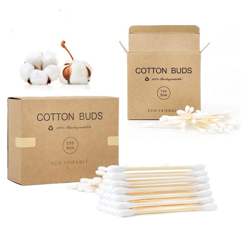 200 cotons-tiges en bambou pour le maquillage et le nettoyage des oreilles