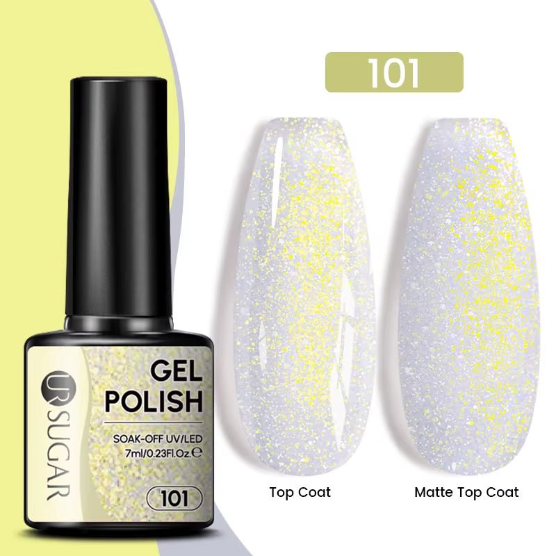 7Ml Champagne Gold Paillettes Gel Vernis À Ongles Brillants Paillettes Étincelantes Français Semi-Permanent Peinture À Ongles Gel UV - Feebella