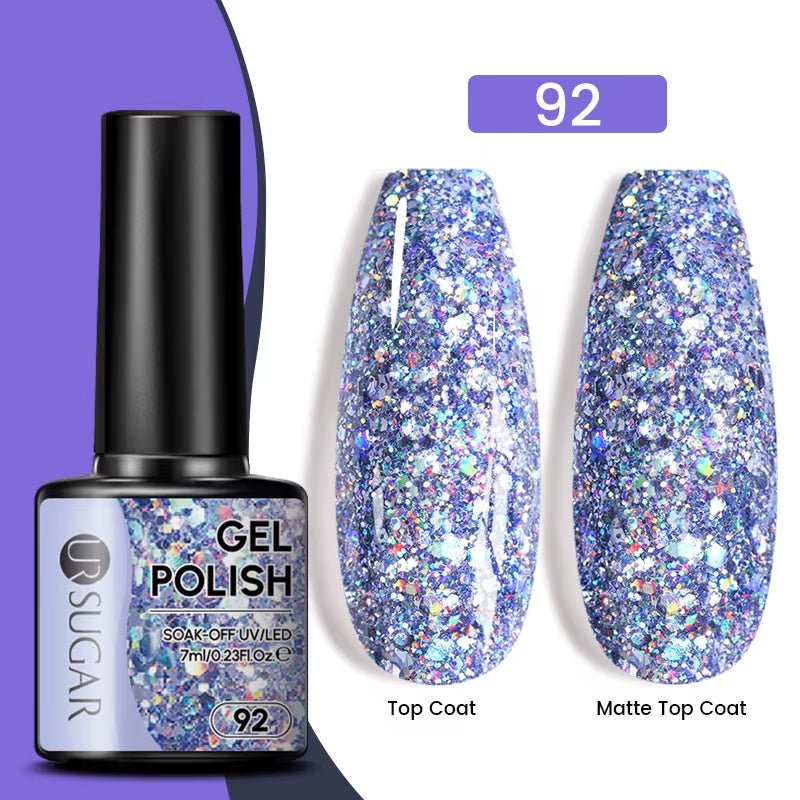 7Ml Champagne Gold Paillettes Gel Vernis À Ongles Brillants Paillettes Étincelantes Français Semi-Permanent Peinture À Ongles Gel UV - Feebella