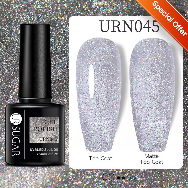 7Ml Champagne Gold Paillettes Gel Vernis À Ongles Brillants Paillettes Étincelantes Français Semi-Permanent Peinture À Ongles Gel UV - Feebella