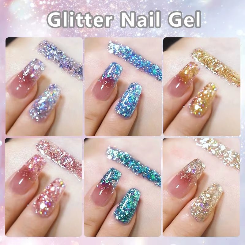 7Ml Champagne Gold Paillettes Gel Vernis À Ongles Brillants Paillettes Étincelantes Français Semi-Permanent Peinture À Ongles Gel UV - Feebella