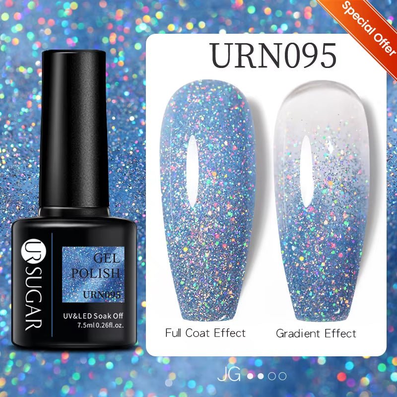 7Ml Champagne Gold Paillettes Gel Vernis À Ongles Brillants Paillettes Étincelantes Français Semi-Permanent Peinture À Ongles Gel UV - Feebella