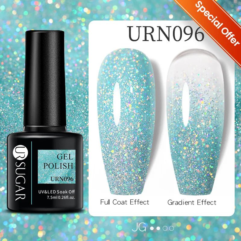 7Ml Champagne Gold Paillettes Gel Vernis À Ongles Brillants Paillettes Étincelantes Français Semi-Permanent Peinture À Ongles Gel UV - Feebella