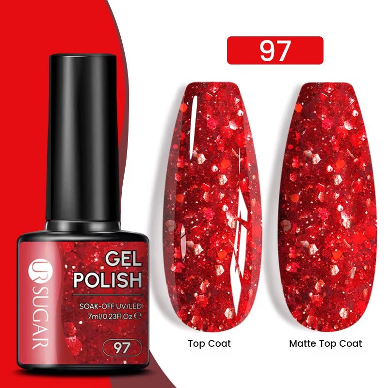 7Ml Champagne Gold Paillettes Gel Vernis À Ongles Brillants Paillettes Étincelantes Français Semi-Permanent Peinture À Ongles Gel UV - Feebella