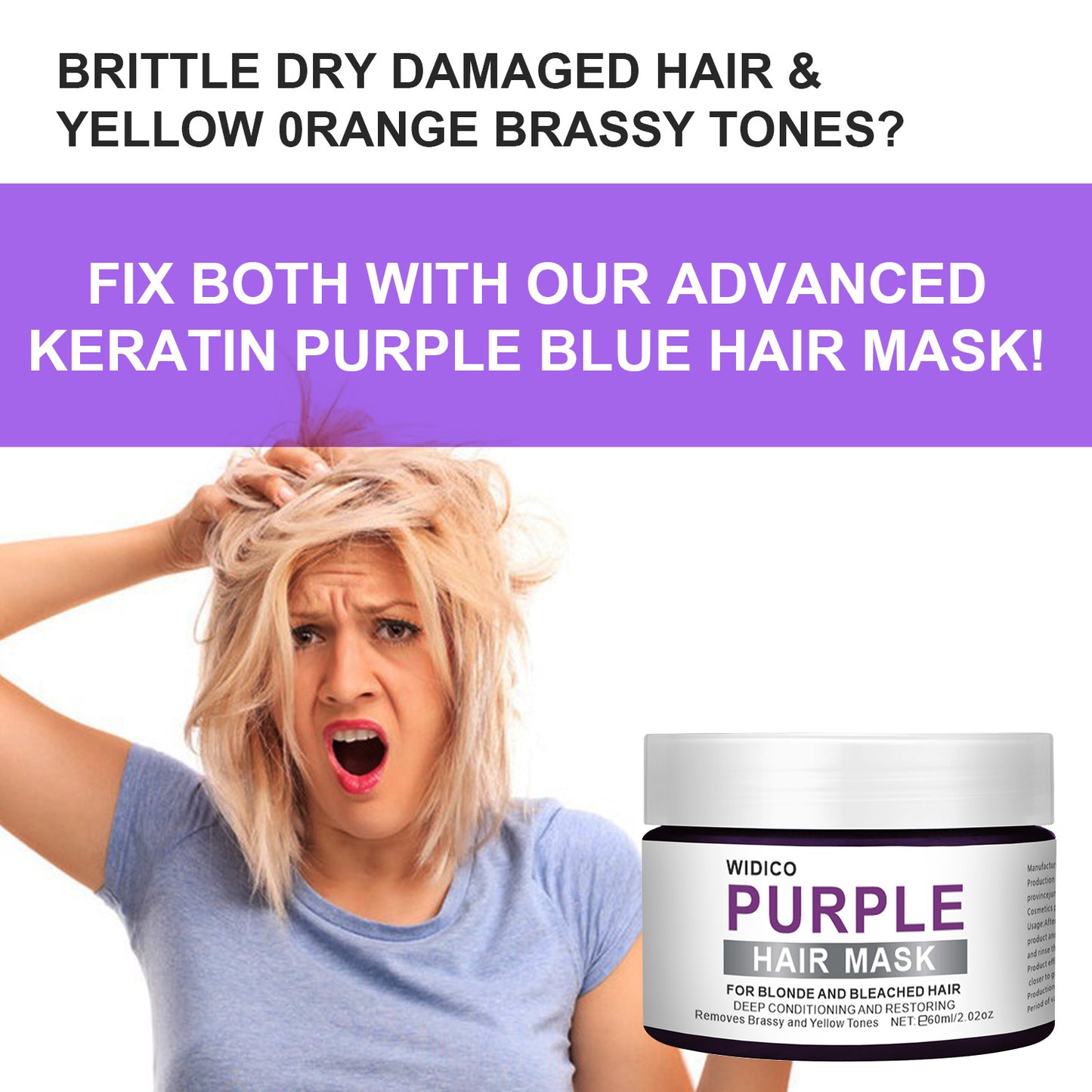 Shampooing violet pour l'élimination du teint jaune et les soins capillaires