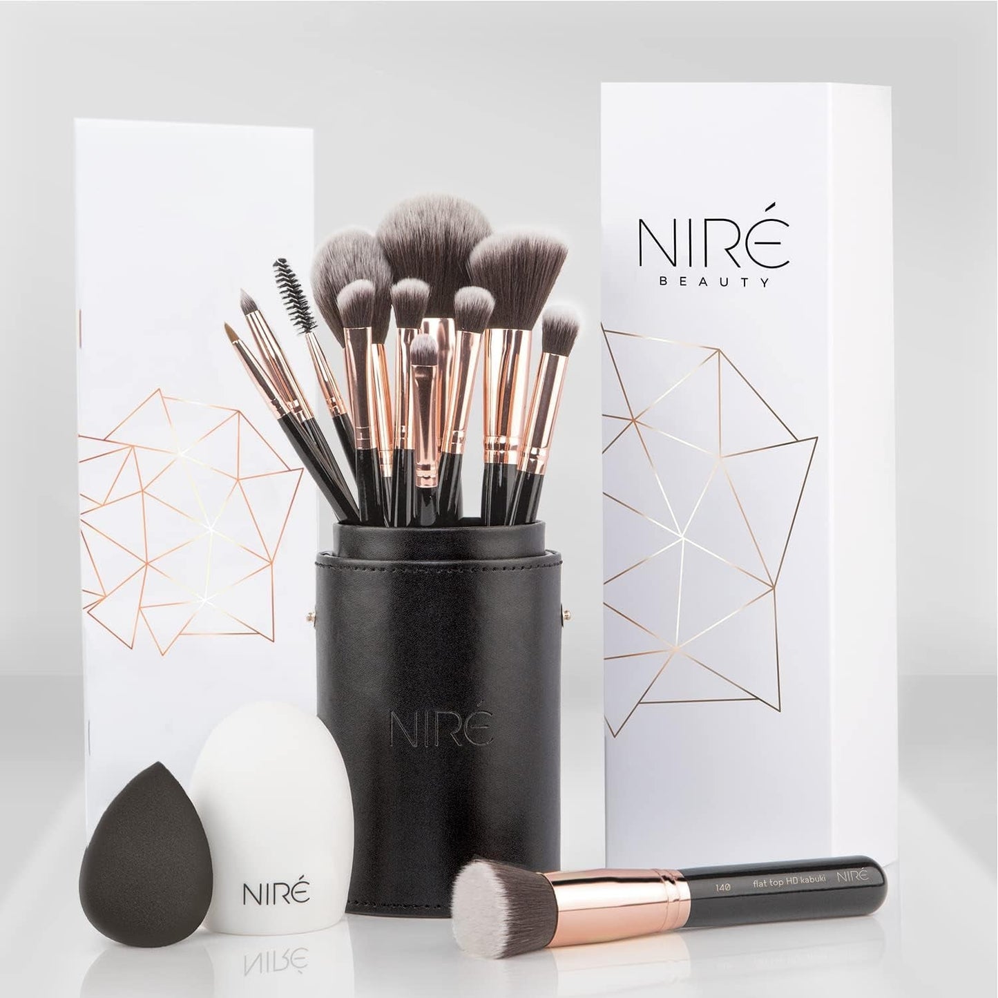 Beauty Kit Artiste 15Pcs : Kit De Pinceaux De Maquillage Professionnel Et Leur Étuis De Rangement. Inclus : Éponge De Maquillage Et Brosse Nettoyante - Feebella