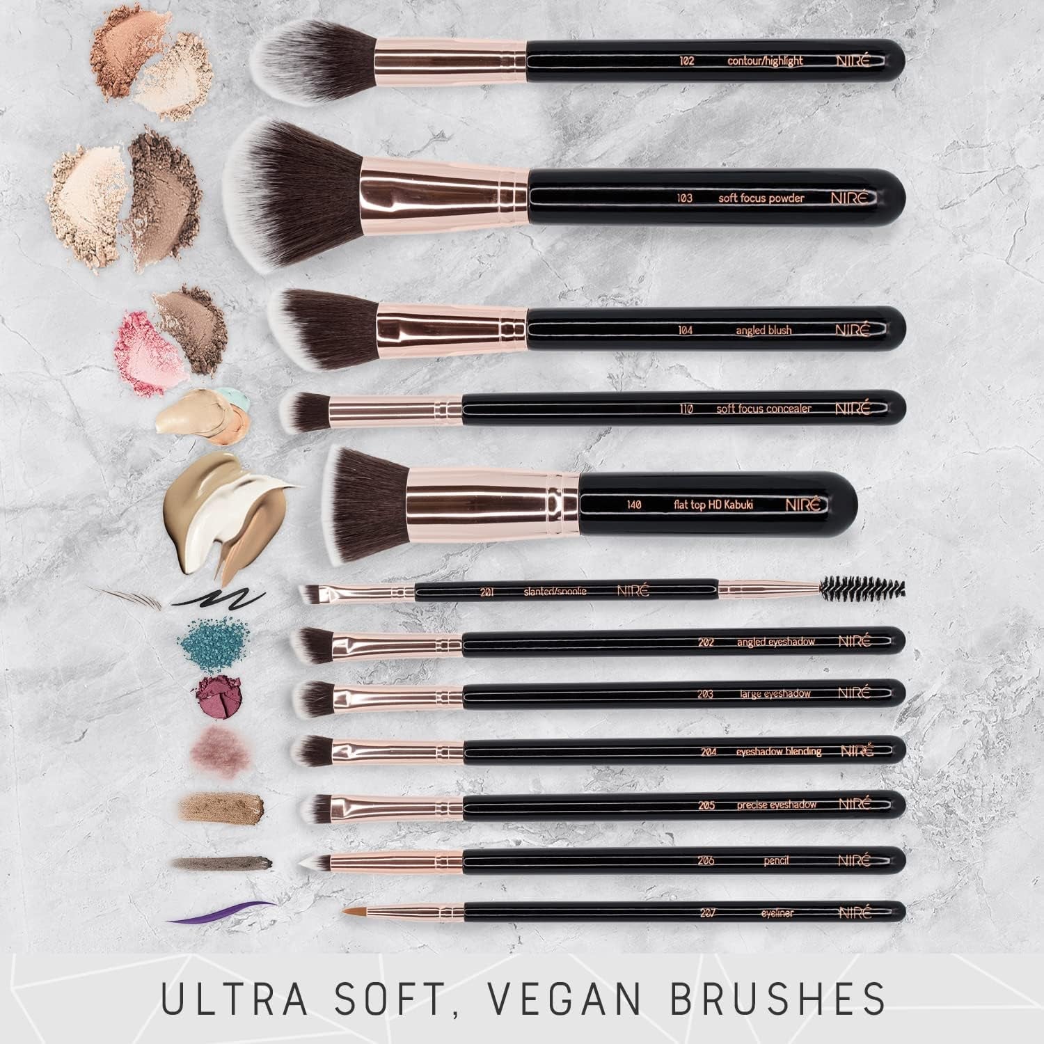 Beauty Kit Artiste 15Pcs : Kit De Pinceaux De Maquillage Professionnel Et Leur Étuis De Rangement. Inclus : Éponge De Maquillage Et Brosse Nettoyante - Feebella