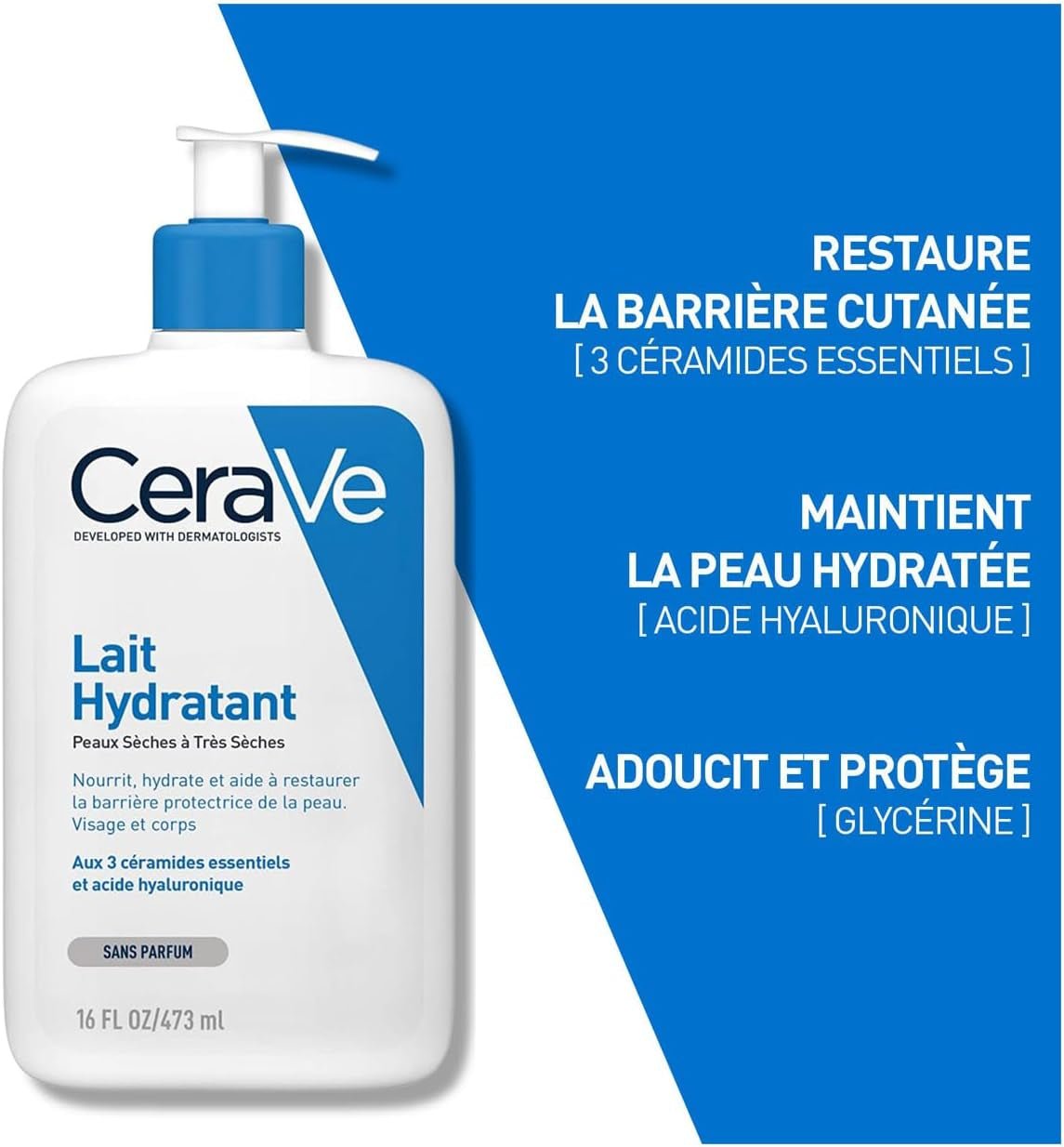 Cerave - Routine Hydratante - Gel Moussant 88 Ml + Lait Hydratant 473 Ml - Nettoie, Hydrate & Préserve La Barrière Cutanée - Soins Aux 3 Céramides Essentiels - Peau Mixte À Grasse - Feebella