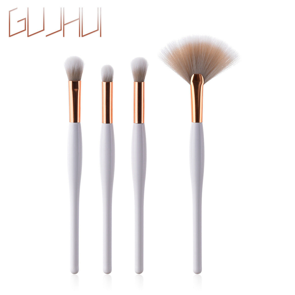 Set de 8 pinceaux de maquillage avec manche noir et tubes argentés