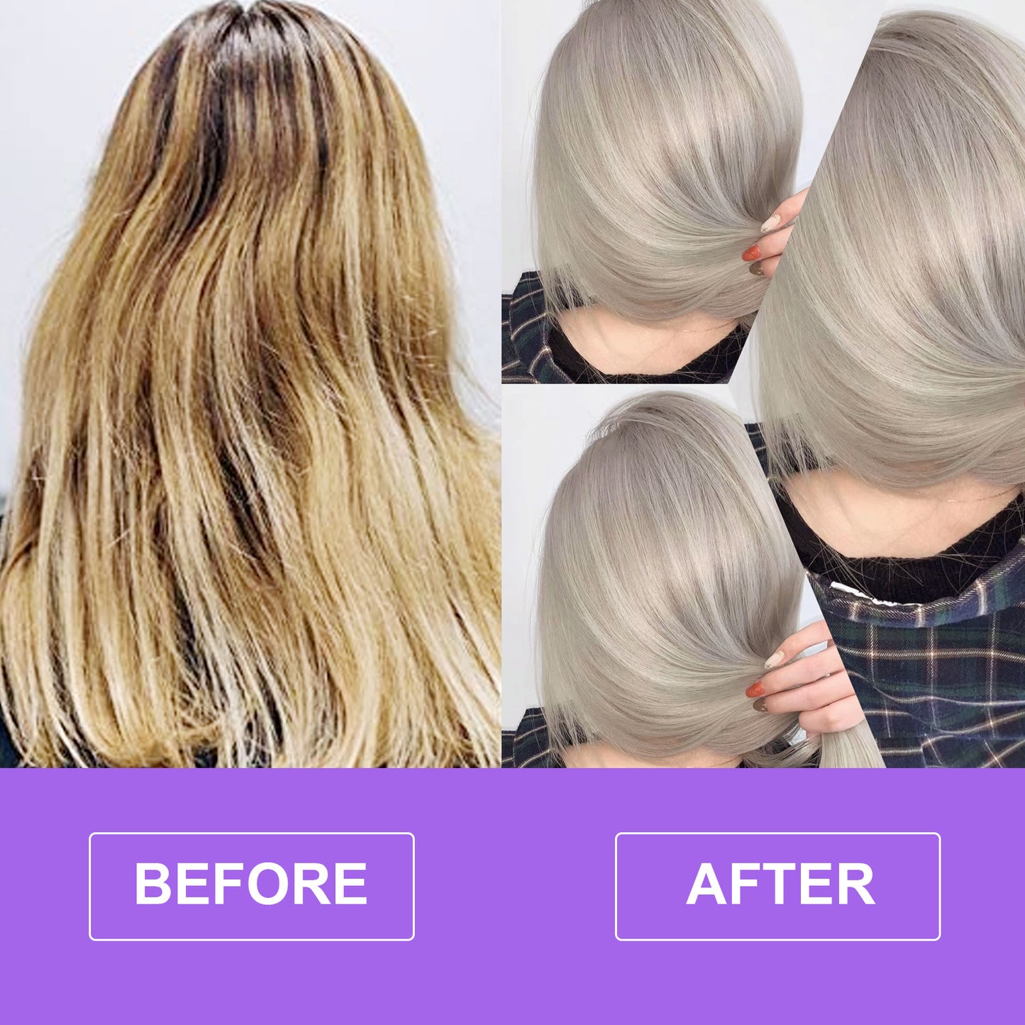 Shampooing violet pour l'élimination du teint jaune et les soins capillaires