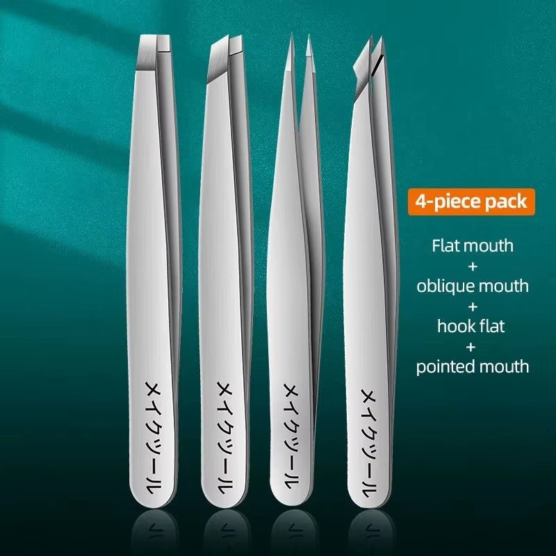 Ensemble de 4 pincettes professionnelles Ensemble parfait pour l'épilation des sourcils. Très facile et détendu à enlever - Feebella