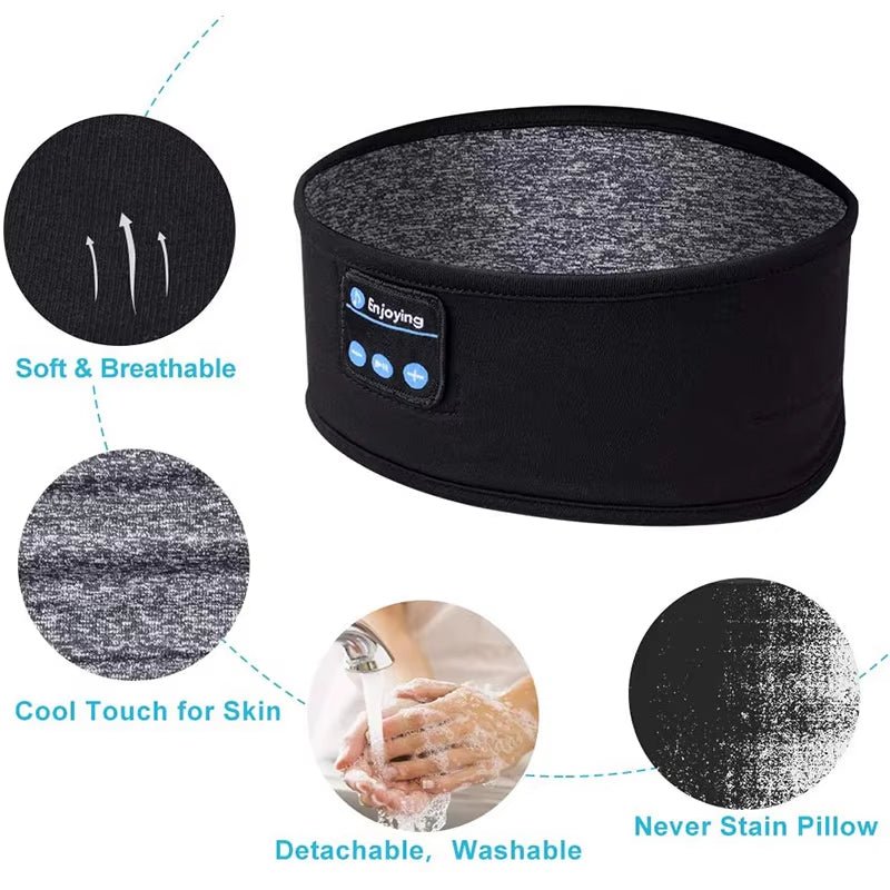 Fone Bluetooth Earphones Sports Sleeping Headband Elastic Wireless Headphones Music Eye Mask Wireless Bluetooth Headset Headband - Feebella