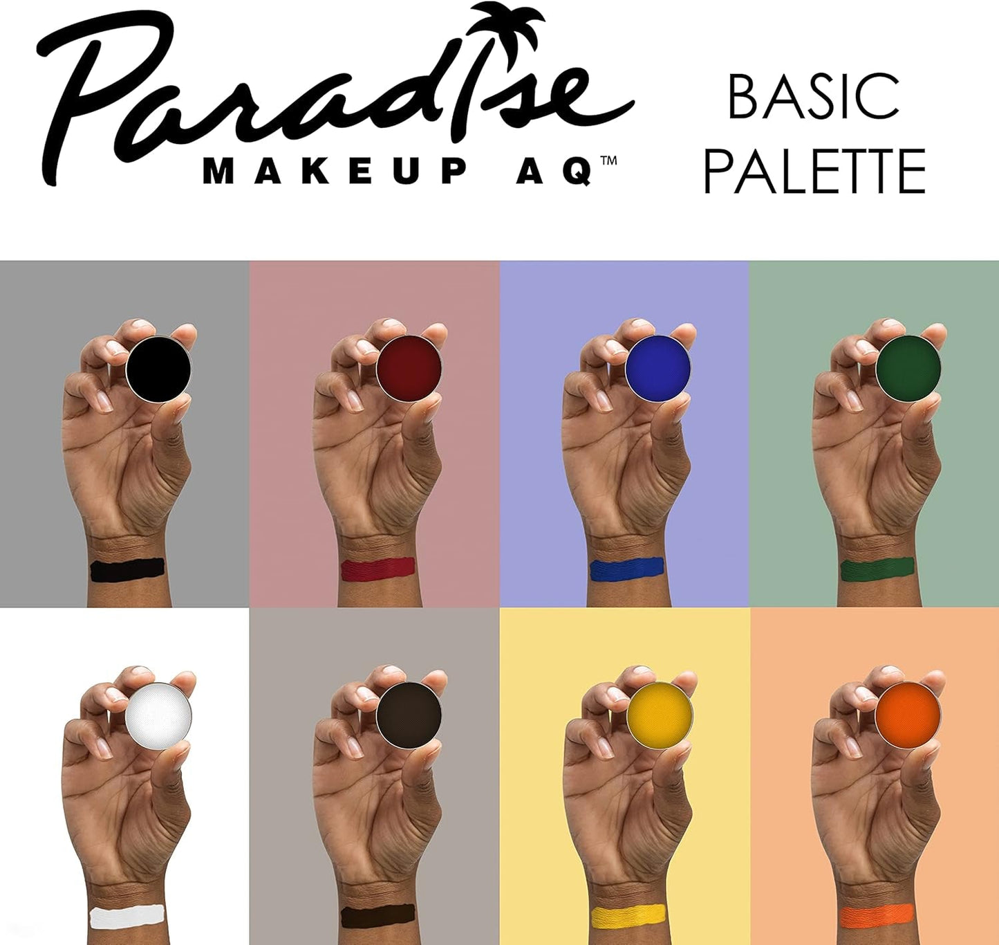 Mehron Paradise Makeup AQ - Palette De 8 Couleurs (Basic) | Palette De Peintures Corporelles Et Visage Magnétiques Rechargeables | Maquillage Professionnel Pour Costumes, SFX, Halloween Et Cosplay - Feebella