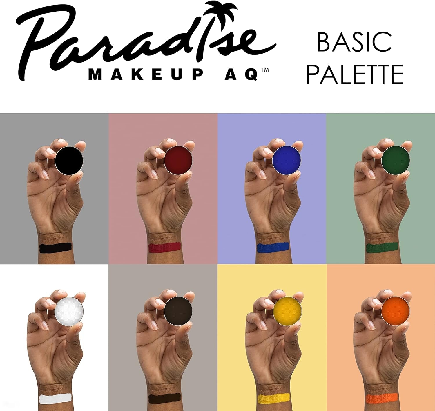 Mehron Paradise Makeup AQ - Palette De 8 Couleurs (Basic) | Palette De Peintures Corporelles Et Visage Magnétiques Rechargeables | Maquillage Professionnel Pour Costumes, SFX, Halloween Et Cosplay - Feebella