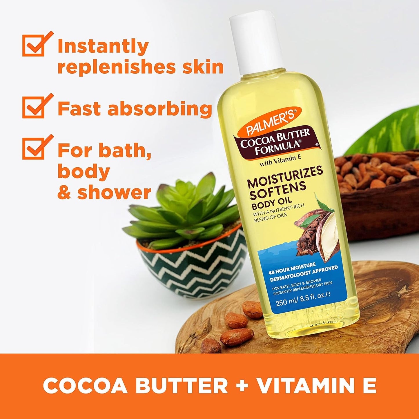 Palmers Cocoa Butter Formula with Vitamin E Moisturizing Body Oil for Unisex 8.5 Oz Oil - Feebella