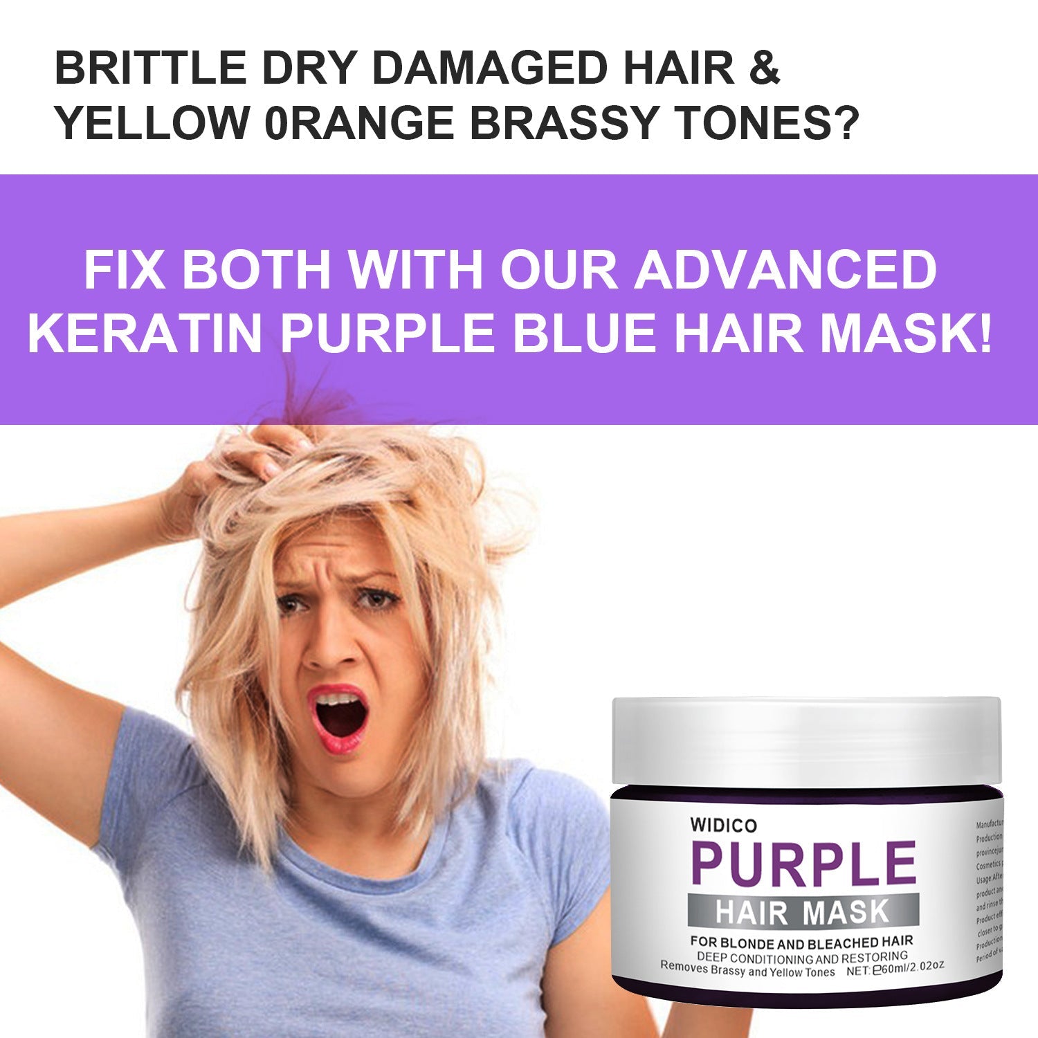 Shampooing violet pour l'élimination du teint jaune et les soins capillaires - Feebella