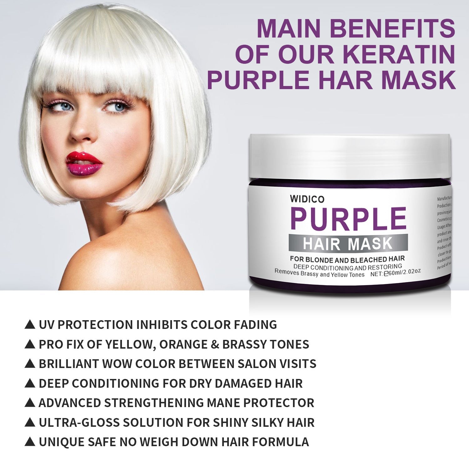 Shampooing violet pour l'élimination du teint jaune et les soins capillaires - Feebella