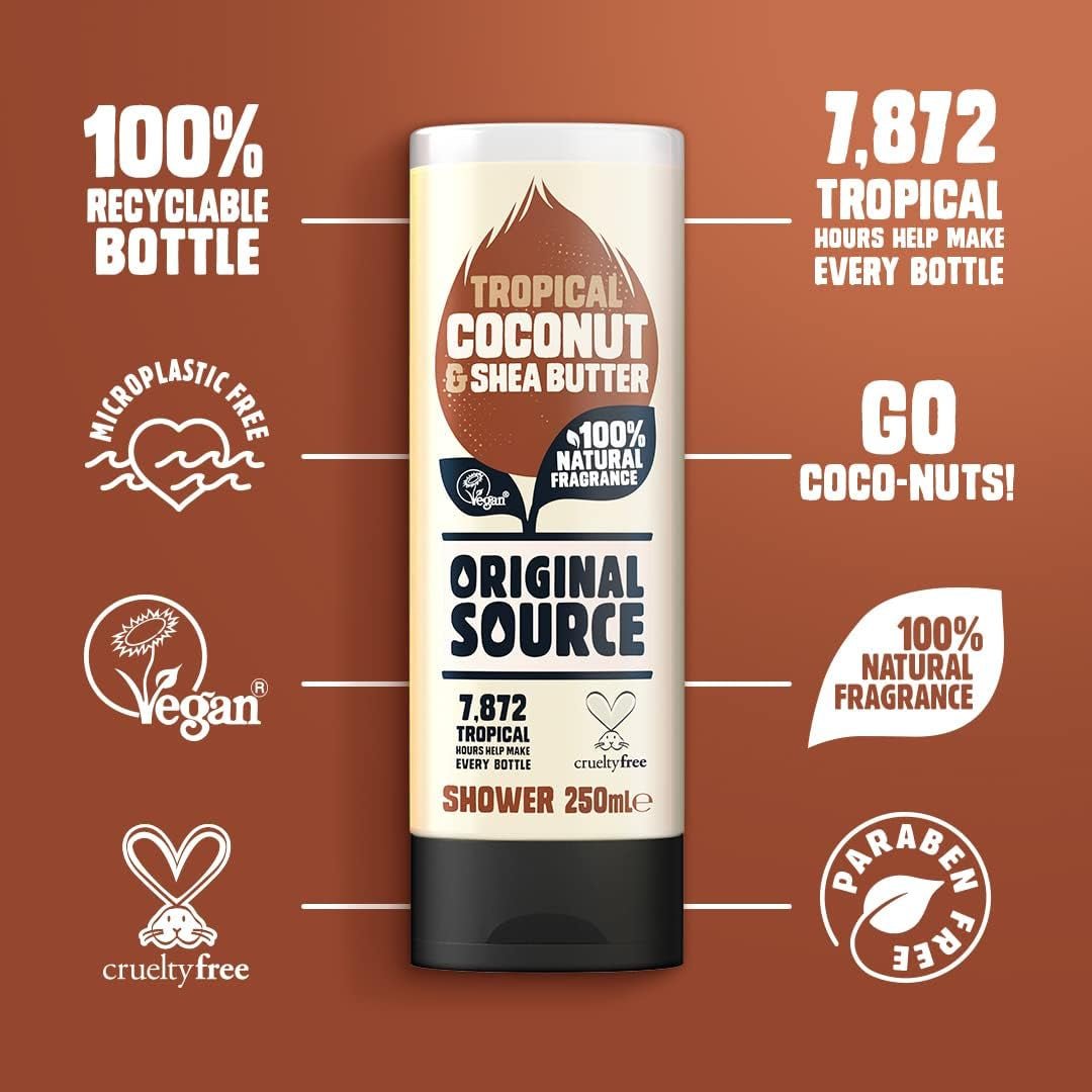 Source Gel Douche Noix De Coco & Beurre De Karité 250 Ml - Lot De 6 - Feebella